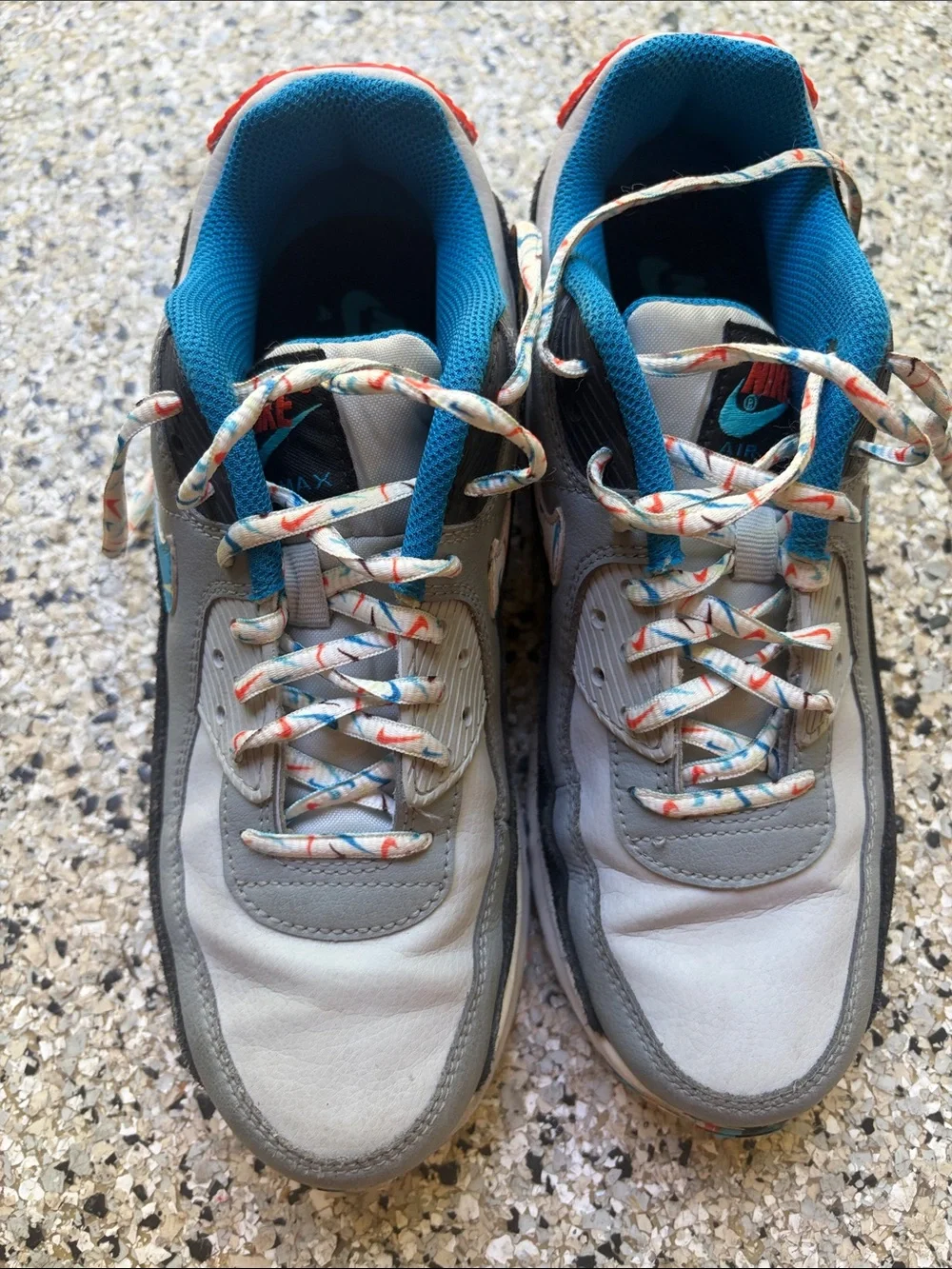 Nike Air Kids Gray Sneakers with Blue Lining and Multicolor Laces